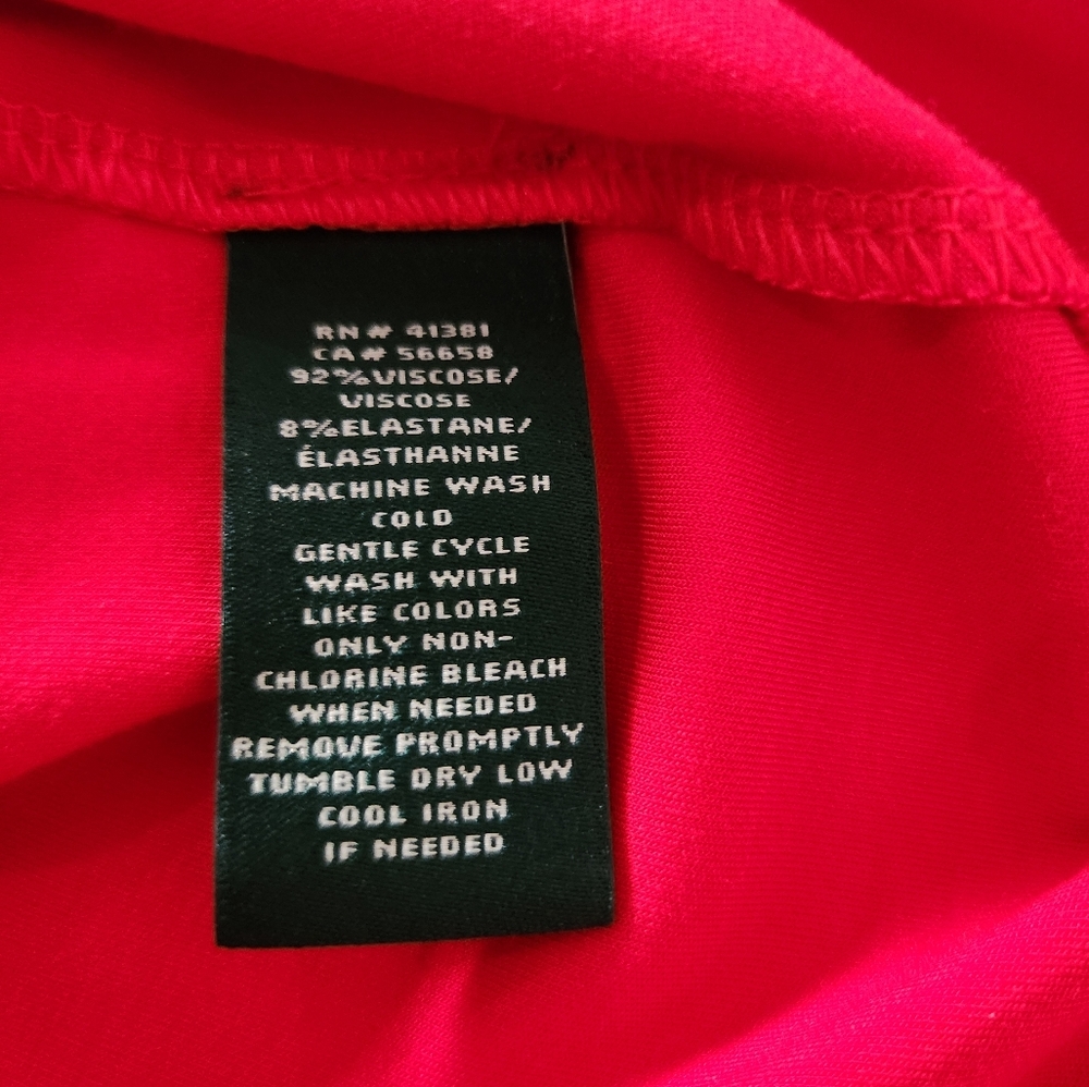 Lauren Ralph Lauren Red Deep V-neck Tie Front Sleeveless Dress Size M - Picture 8 of 8